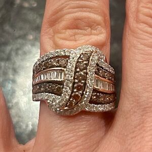 Gorgeous 10k gold and mixed metals copper crossover ring size 7